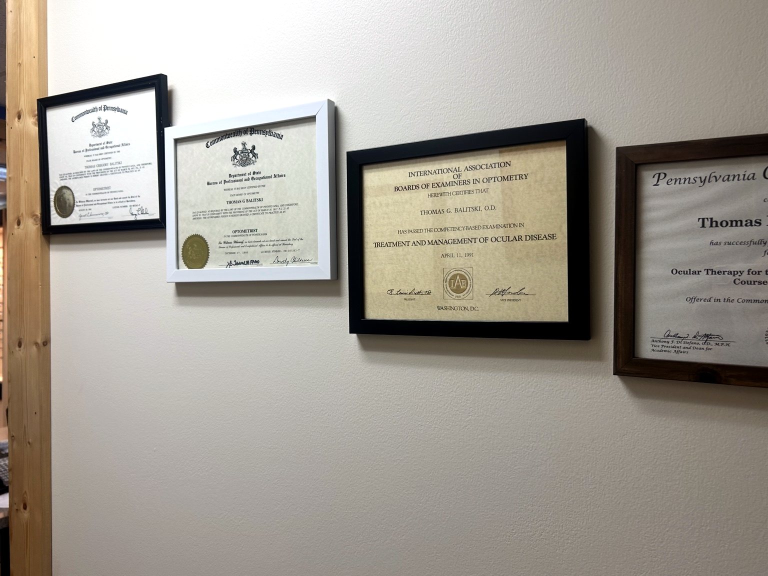 Professional credentials displayed at Balitski Vision
